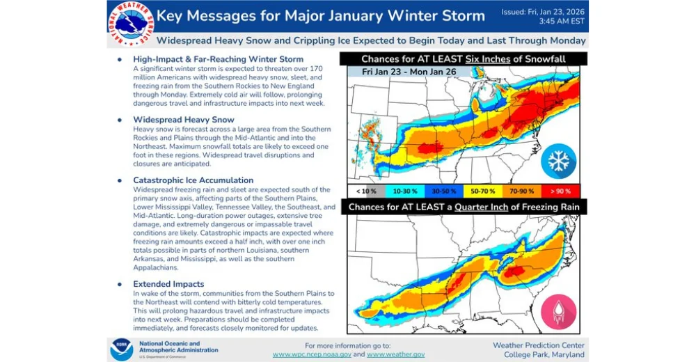Winter storm threatens over 160 million in southern and eastern US