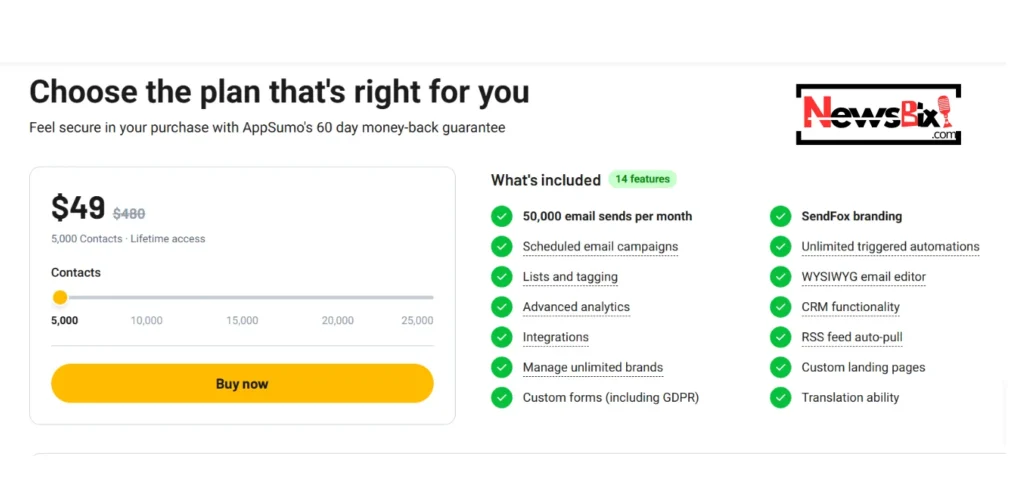 💰 SendFox Lifetime Deal Pricing 