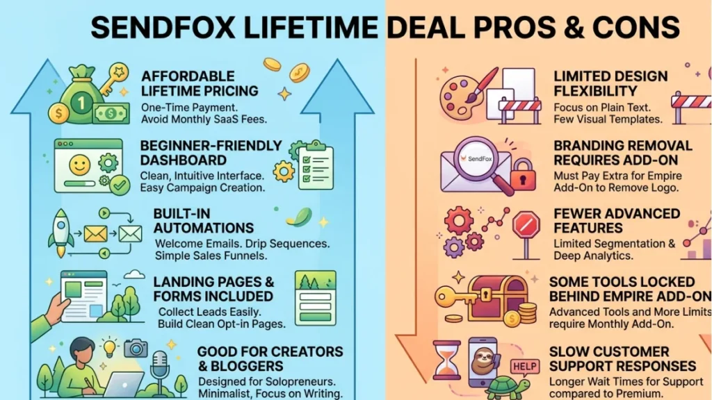 SendFox Lifetime Deal Pros and Cons