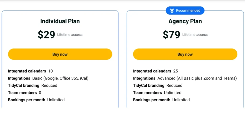 TidyCal Pricing & AppSumo Lifetime Deal